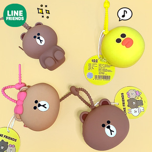 line friends圆脸布朗熊硅胶儿童零钱包可爱卡通耳机收纳包