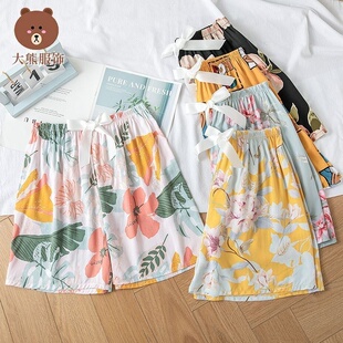 棉绸睡裤女夏季短裤子家居裤人造棉宽松薄款空调裤居家绵绸可外穿