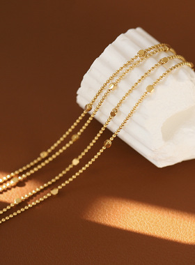 SL109 星光小方块新年手链 双层细款简约女款 钛钢镀18K金保色