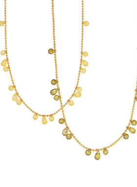 鲸雨饰品 满天星黄钻泪碎星河珠串锁骨链不规则水滴项链钛钢XL649