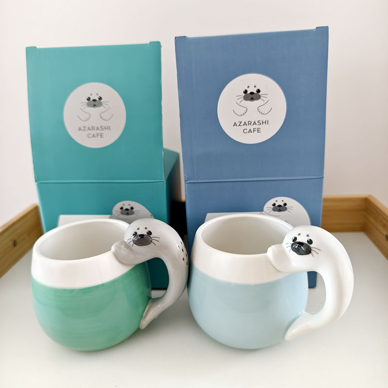 正版decole海豹可爱陶瓷水杯