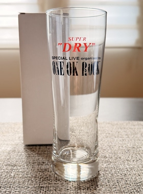 实拍极稀有限定日本朝日ONE OK ROCK × SUPER DRY联名限定啤酒杯