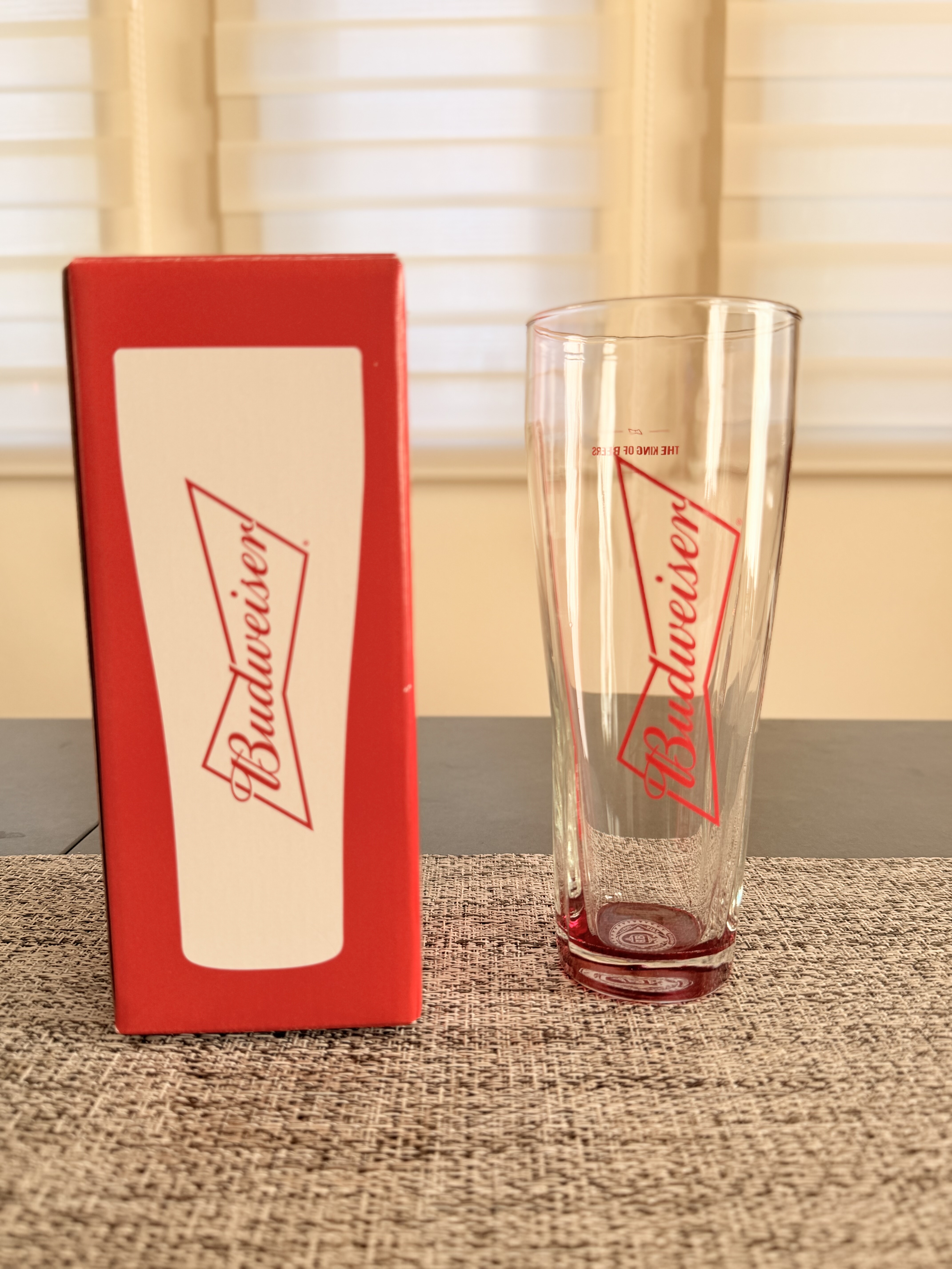 全新带原装盒 日本百威Budweiser啤酒杯 直饮杯