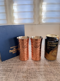 日本超限定三得利Premium大师之梦纪念款铜锤目啤酒杯仅此一对