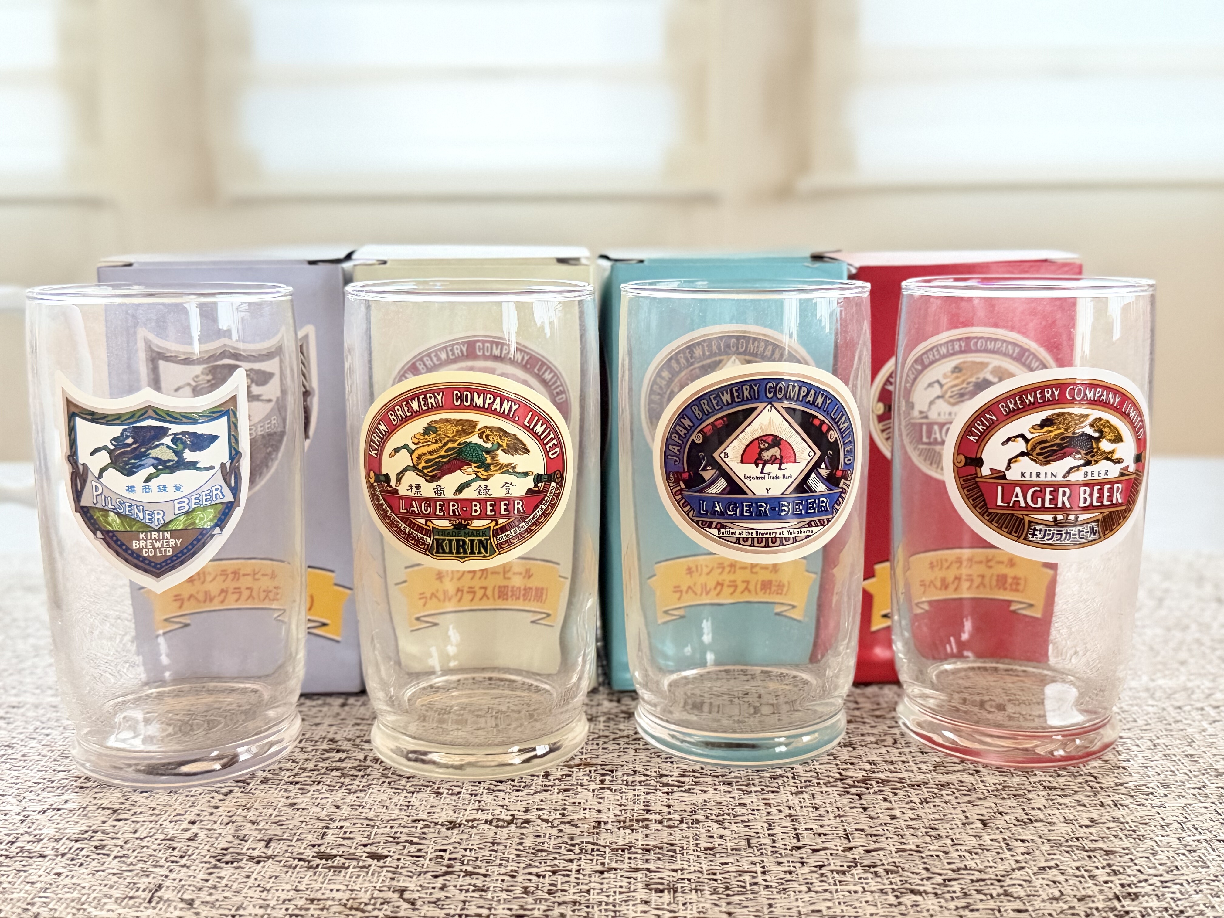 全新带原装盒日本麒麟KIRIN啤酒杯一组4只收藏款限定送礼佳品