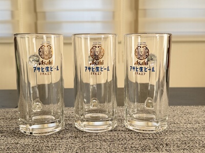 全新日本朝日不死鸟复古Asahi生啤酒杯扎啤杯玻璃杯