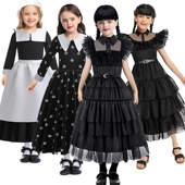 星期三黑色校服成人连衣裙子亚当斯一家衣服cos亲子服装 儿童礼服