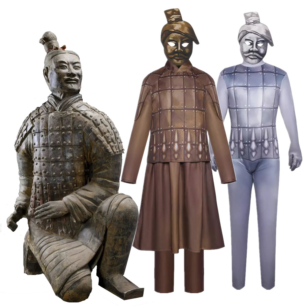 古装古代士兵小兵小将盔甲铠甲战袍兵马俑演出服装戏服汉秦朝cos
