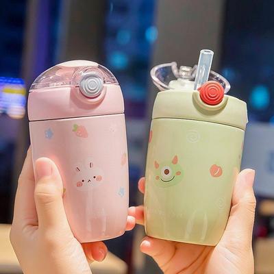 迷你杯子小号儿童保温带吸管容量水杯女孩便携小巧宝宝幼儿园水