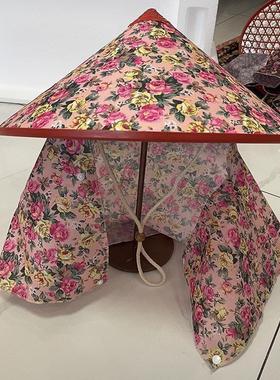 采茶G防M晒神器d披肩护o脖大B沿i斗Y笠c帽男i女劳M动工E作t护Z颈