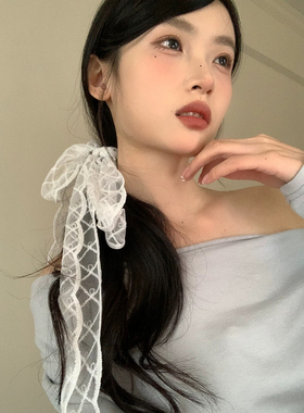 韩系蕾丝长条丝巾女白色气质系颈带春夏新款飘带发带超仙扎发头饰