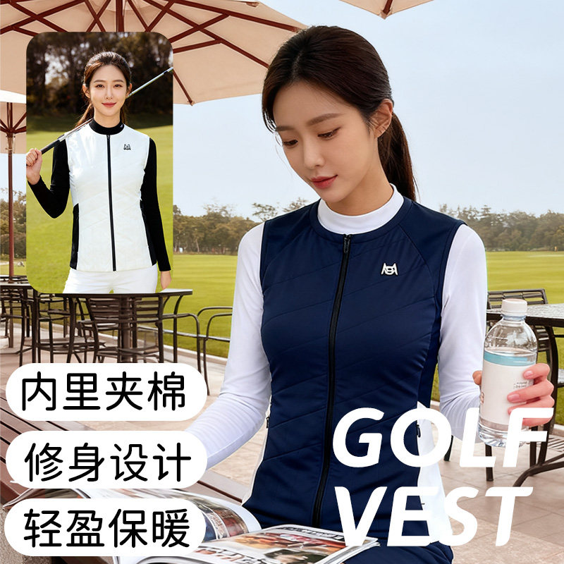 PGM高尔夫女装秋冬收腰马甲外套女衣服运动女款上衣夹克女士套装