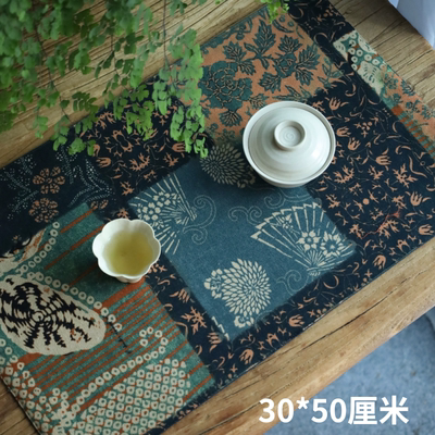 中式茶垫拼布印花茶席布艺小茶布