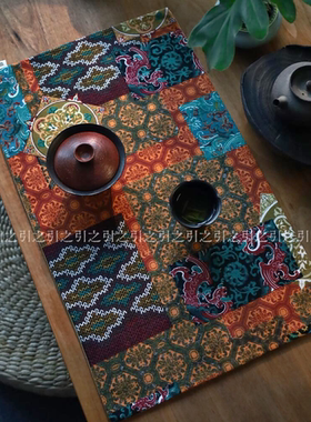 小茶几布桌布日式茶垫复古中式禅意茶席吸水茶布布艺桌垫茶桌布