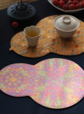 葫芦型高端轻奢织锦茶席宋锦茶垫子复古干泡垫文艺中式桌垫干泡布