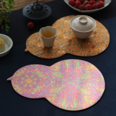 葫芦型高端轻奢织锦茶席宋锦茶垫