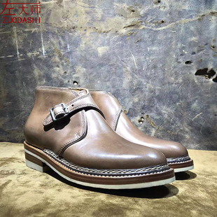 左大师1611A-11-2G手工霍尔纹皮挪威缝工艺中帮单扣僧侣鞋孟克鞋