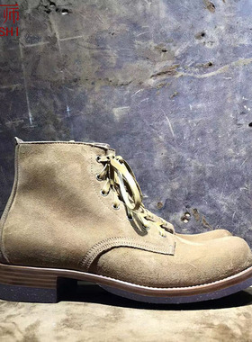 左大师1675-1-2B私人订制kudu羚羊皮反毛高帮马丁靴伞兵靴