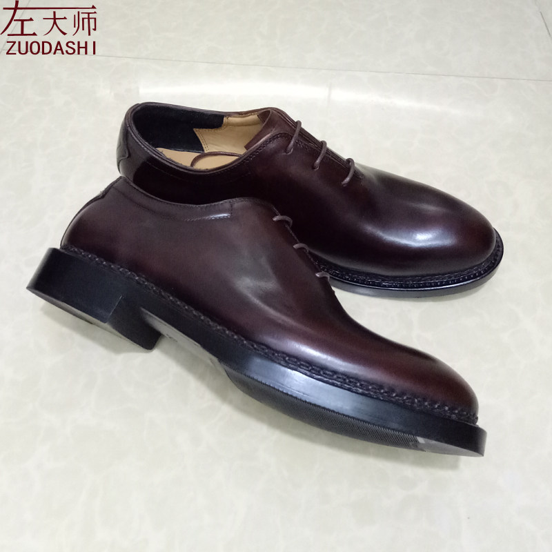 左大师5501-1-1G手缝固特异手工皮鞋私人订制挪威缝商务正装