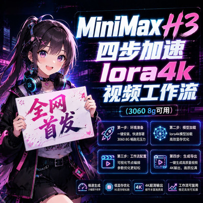 MiniMax H3 低配 4K 视频工作流部署显卡远程搭建指导comfyui