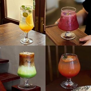 ins风矮脚玻璃杯鸡尾酒杯高颜值饮品杯果汁杯餐厅用奶茶杯子