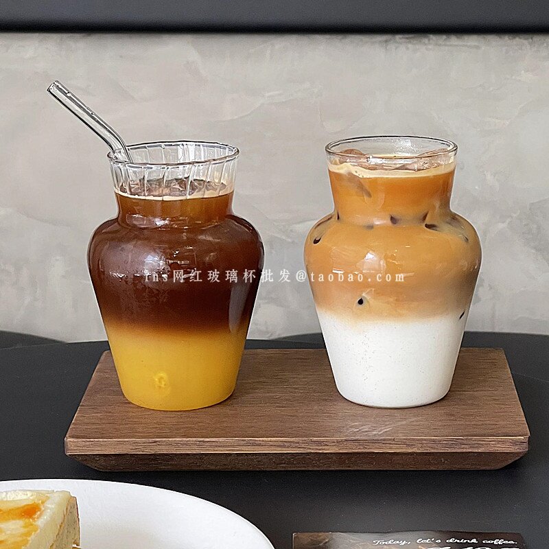 小众ins风网红条纹花瓶造型杯