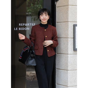 沫里THEMAURY秋冬经典复古小香风外套 气质羊毛粗花呢西装女A3131