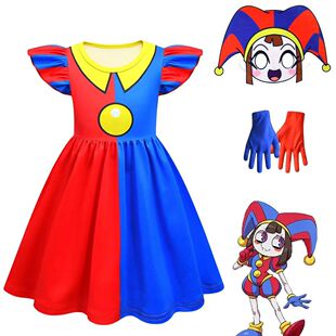 神奇数字马戏团儿童衣服短袖帕姆妮cos小丑服装女童万圣节裙子