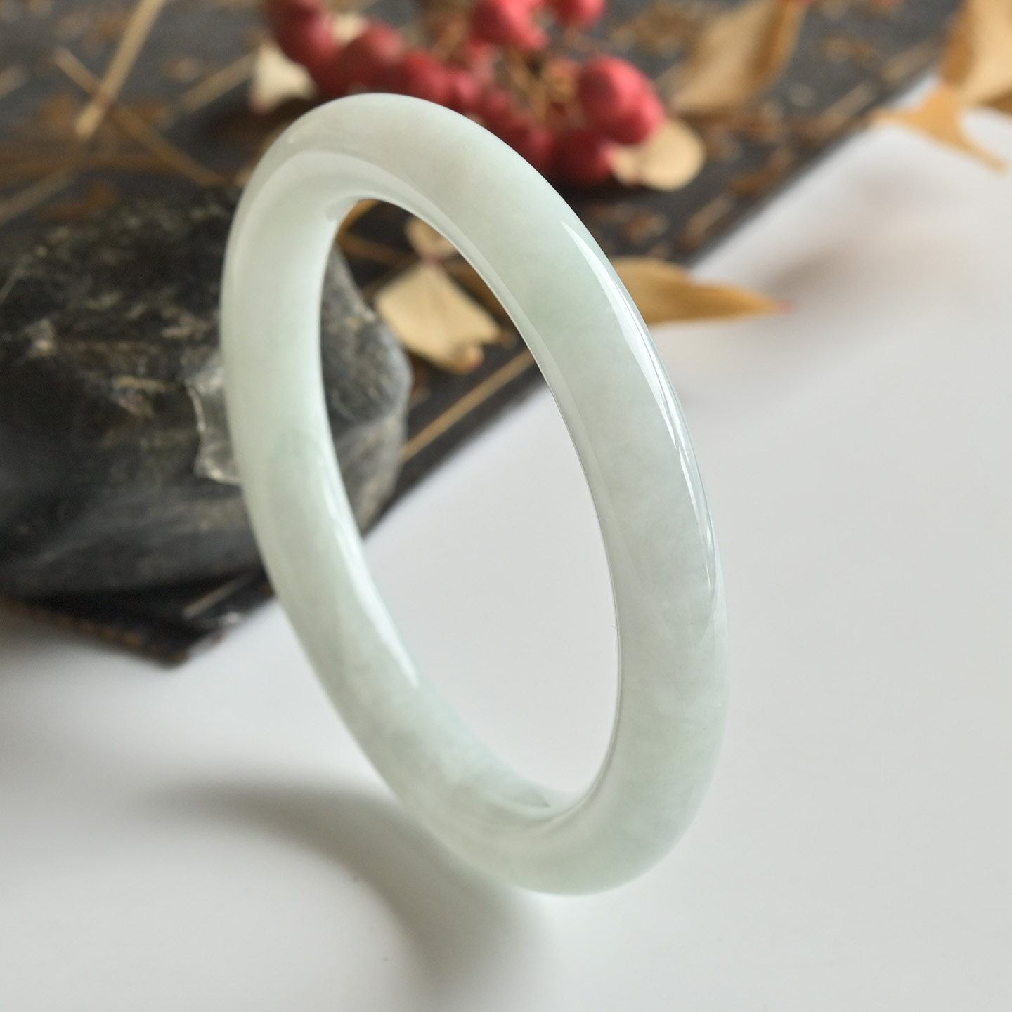 清仓缅甸天然A货翡翠手镯胖圆条59冰糯种白月光玉镯子女一物一图