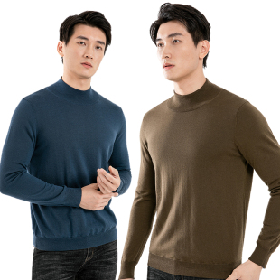 山羊绒衫 双面半高领毛衣加厚两面穿秋冬针织衫 男 男式 新款