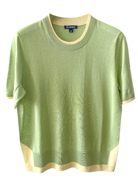 di kangra/德凯佳女士丝麻双层领短袖55%丝45%亚麻 S25-0256