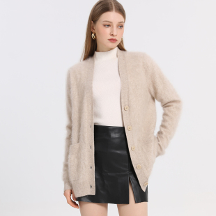 外套 外套拉绒针织毛衣长袖 山羊绒拉绒羊绒衫 女开衫