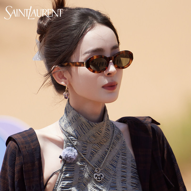 YSL圣罗兰墨镜女娜扎同款SL M136/F椭圆形轻板材百搭窄框太阳眼镜