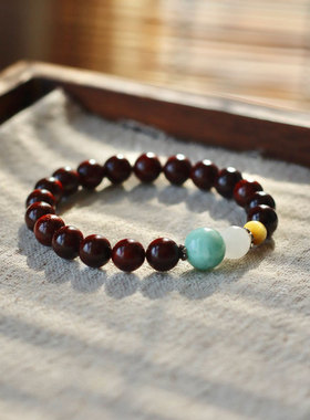 婉兮·半两温柔原创印度小叶紫檀手串新中式紫檀木佛珠手链女手饰