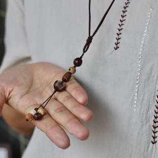 尺素·半两温柔原创新中式 菩提子吊坠挂脖 项链绳子手工编织男女款