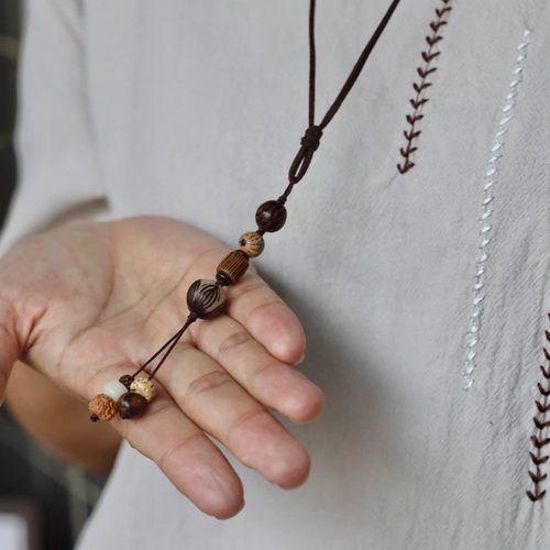 尺素·半两温柔原创新中式项链绳子手工编织男女款菩提子吊坠挂脖