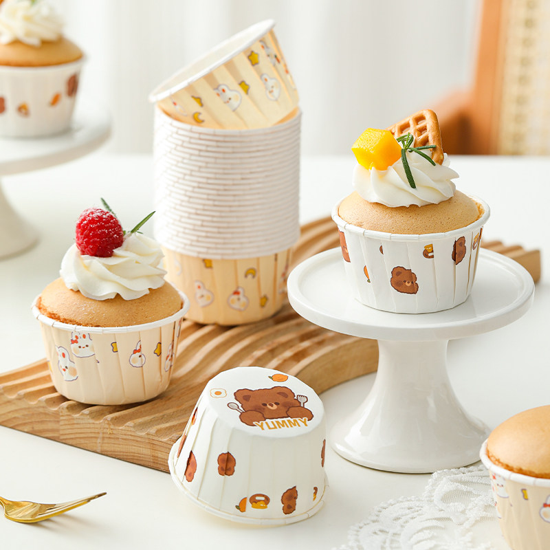 纸杯蛋糕的纸杯纸托杯子耐高温烘焙烤箱专用小马芬杯模具空气炸锅