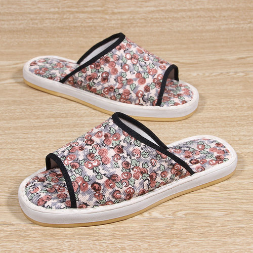 御足世家平跟休闲吸汗布拖鞋
