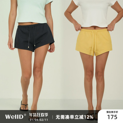 WellD 高阶运动基础款，100棉抽绳圈圈底A字小短裤休闲裤