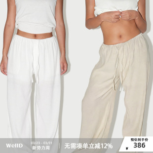 超透气 褶皱麻感高级感直筒裤 女春夏季 WellD 休闲裤 款 新款 时装