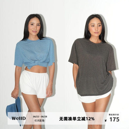WellD Daddy's Tshirt 宽松雪花亚麻T恤女时髦休闲松弛感短袖上衣