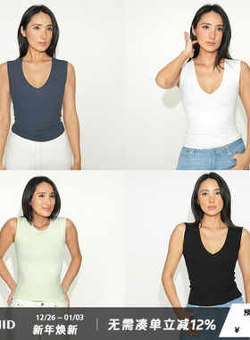 WellD 巨遮副乳！推荐！手工无骨缝合V领/圆领无袖背心女