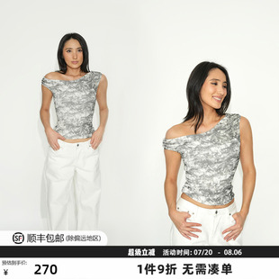 銅氨絲不規(guī)則斜肩上衣顯貴又高級時髦無袖 背心 醋酸 WELLBOUTIQUE