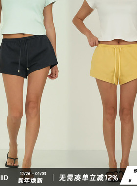WellD 高阶运动基础款，100棉抽绳圈圈底A字小短裤休闲裤