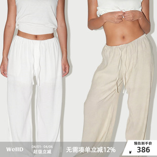 超透气 WellD 款 新款 休闲裤 女春夏季 时装 褶皱麻感高级感直筒裤