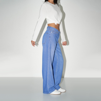 【前4小时85折】天丝+棉靓蓝色直筒牛仔裤