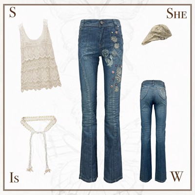 90s千禧秋港风嬉皮涩谷辣妹复古修身弹力低腰合身小直筒牛仔裤