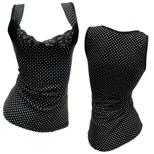 可爱波点蕾丝花边性感冬季加绒双层保暖塑身背心