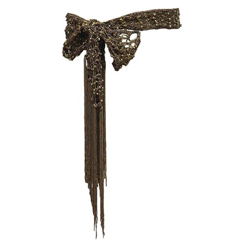 90s千禧复古银色垂感编织串珠打结腰带围巾