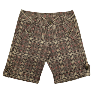 英伦学院风文艺古早早韩复古格子休闲中低腰短裤 女